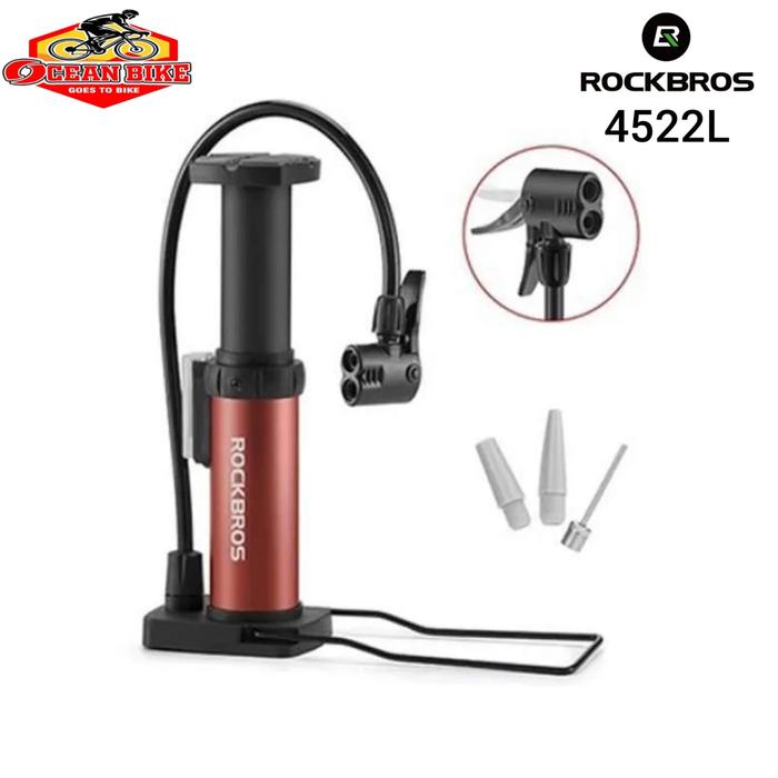 Gambar ROCKBROS 4522L Pompa Sepeda Mini Portable Pump Presta-Schrader - RED dari Ocean Bike Official Kota Administrasi Jakarta Barat Tokopedia