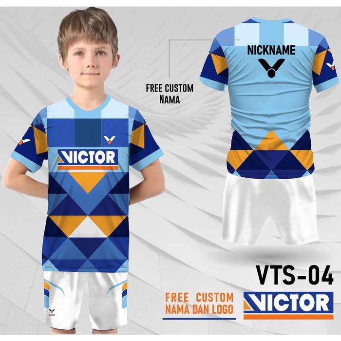 Gambar Setelan jersey dan celana badminton victor anak kaos bulutangkis baju - Biru, 0 dari Toko Tyui undefined Tokopedia
