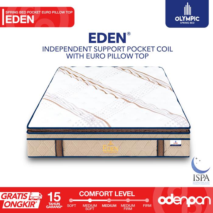 Gambar OLYMPIC Kasur Pocket Spring Bed Mattress Garansi Euro Pillow Top EDEN - Kasur Saja, 100 x 200 cm dari Odenpan Meubel undefined Tokopedia