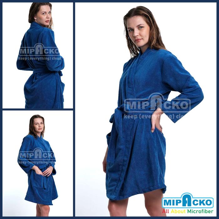 Gambar Handuk Kimono Mandi Microfiber Tangan Panjang Dewasa Dress - Biru, M dari Mipacko Microfiber undefined Tokopedia