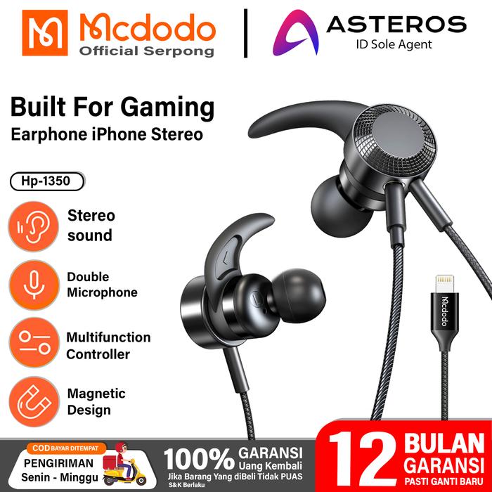 Gambar Handsfree Earphone Gaming Lightning Iphone 11 12 13 MCDODO Audio +Call - HP-1350 GAMING dari MCDODO Official Serpong undefined Tokopedia