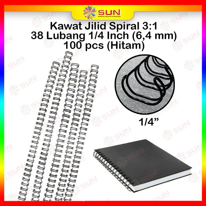Gambar Spiral Kawat / Ring Kawat Jilid Spiral 3:1 38 Lubang Warna Hitam - 6.4mm uk F4, Surabaya dari Sun Indonesia undefined Tokopedia