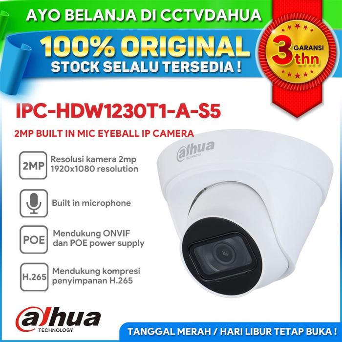 Gambar NEW DAHUA EZ IP CAMERA 1080P / 2MP IPC-T1B20P-L ORIGINAL 3 TAHUN - HDW1230T1-A-S5, 2.8MM dari cctvdahua undefined Tokopedia