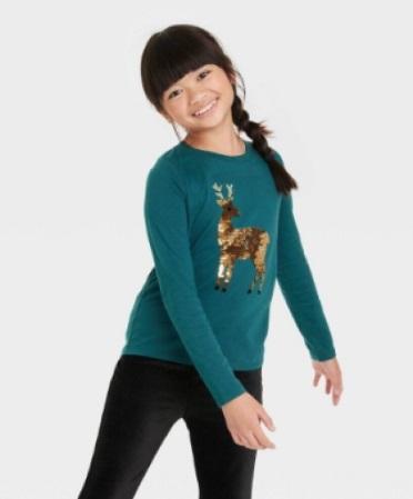 Gambar Kaos Anak Perempuan CAT & JACK SEQUIN Lengan Panjang - DarkGreenRusaSq, S dari VNGFashion undefined Tokopedia