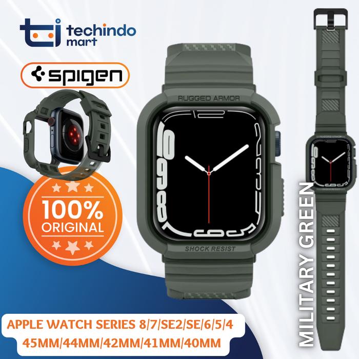 Gambar Case Apple Watch 44 mm / 40 mm Spigen Rugged Armor PRO Band Strap - military green, 41/40MM dari techindo mart undefined Tokopedia