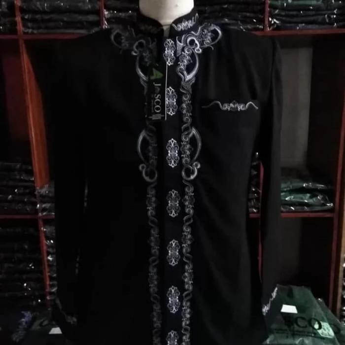 Gambar Jasko Tasik merk Jasco bordir warna hitam baju takwa by jasco tasik - Hitam, XXL dari Bescap Tasik Official undefined Tokopedia