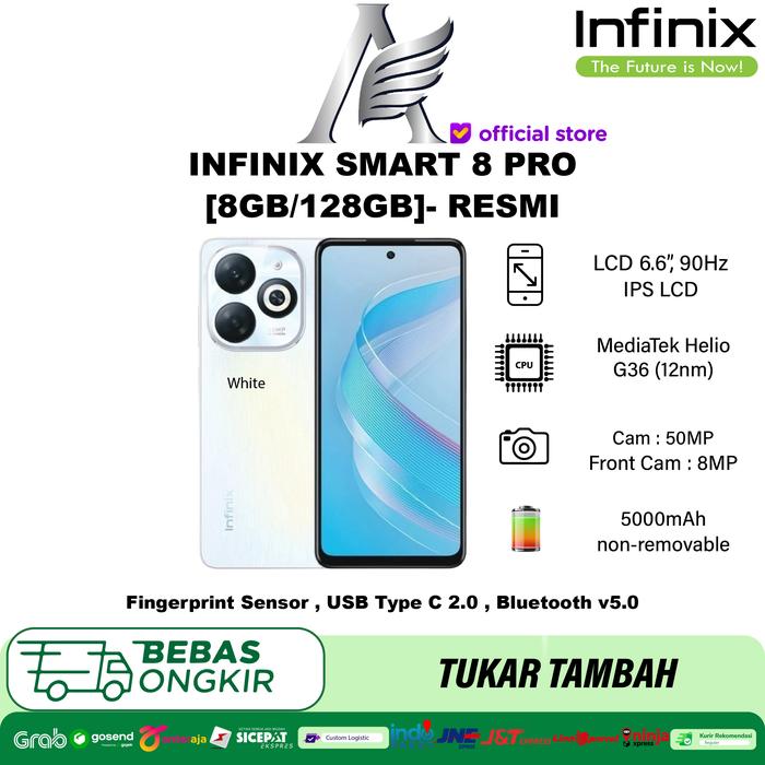 Gambar Infinix Smart 8 Pro 8/128 Garansi Resmi - Flash White dari Hpsupermurah_NEW undefined Tokopedia