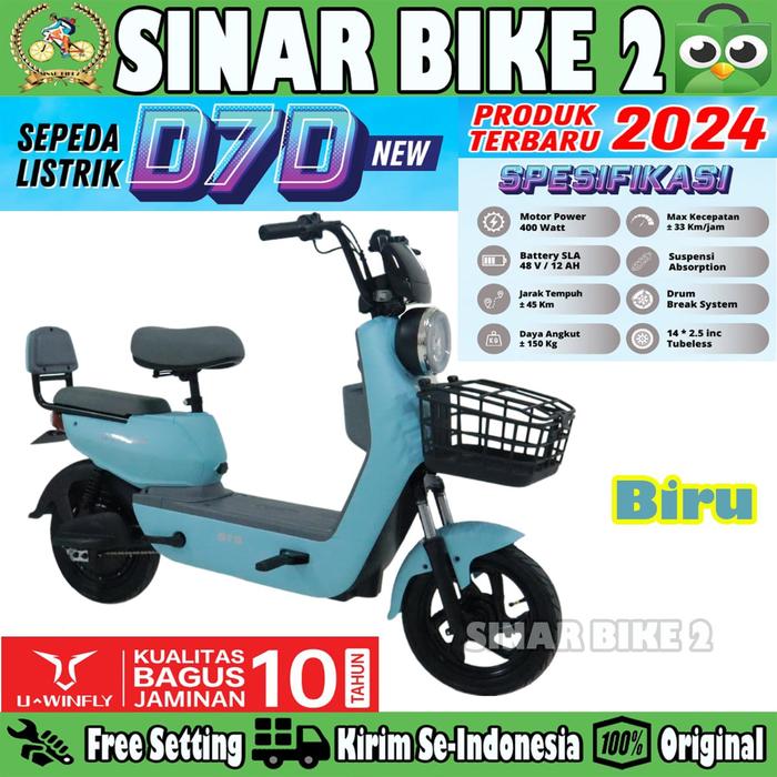 Gambar Sepeda Motor Listrik UWINFLY DF 7 DF7 Electric Bike 500 Watt - Biru D7D dari Sinar Bike 2 undefined Tokopedia