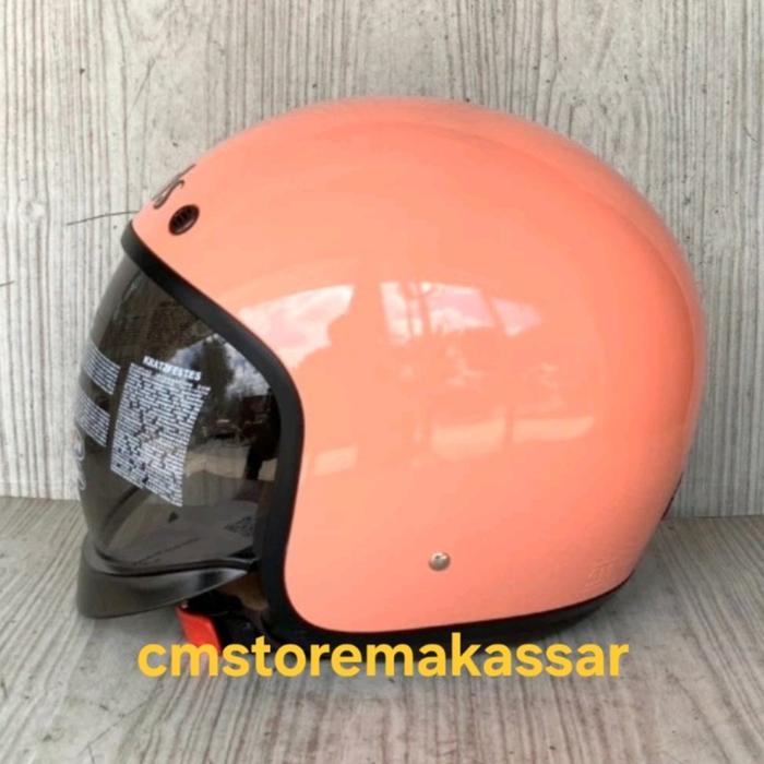 Gambar Helm MDS Magnum MDS Retro Half Face Model Bogo Kaca Full Smoke SNI - Coral, M dari Cmstoremakassar undefined Tokopedia
