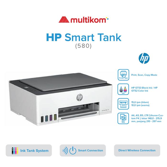 Gambar Printer HP Smart Tank 580 wireless All in One Garansi resmi HP dari MULTIKOM ID undefined Tokopedia