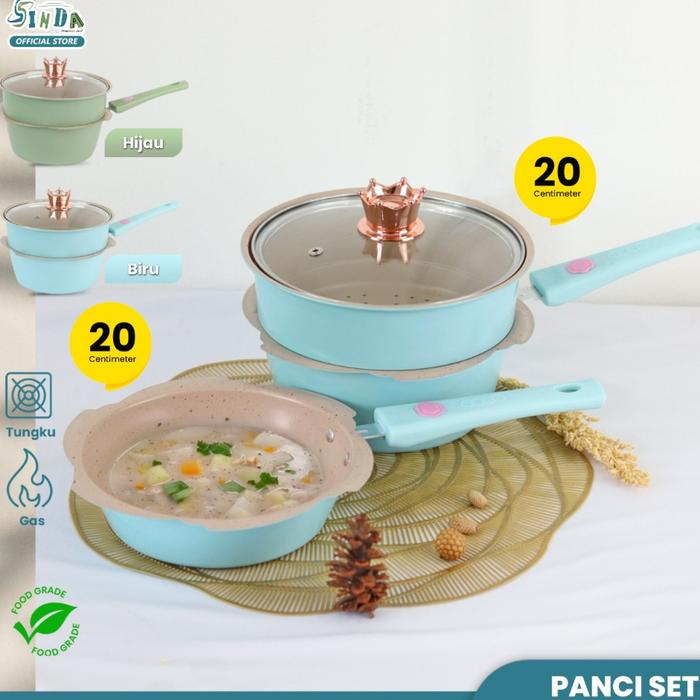 Gambar Original Panci Mpasi Set Bayi 4Pc Bonus Kukusan Coating Granit Keramik - Biru dari Homindo Official undefined Tokopedia