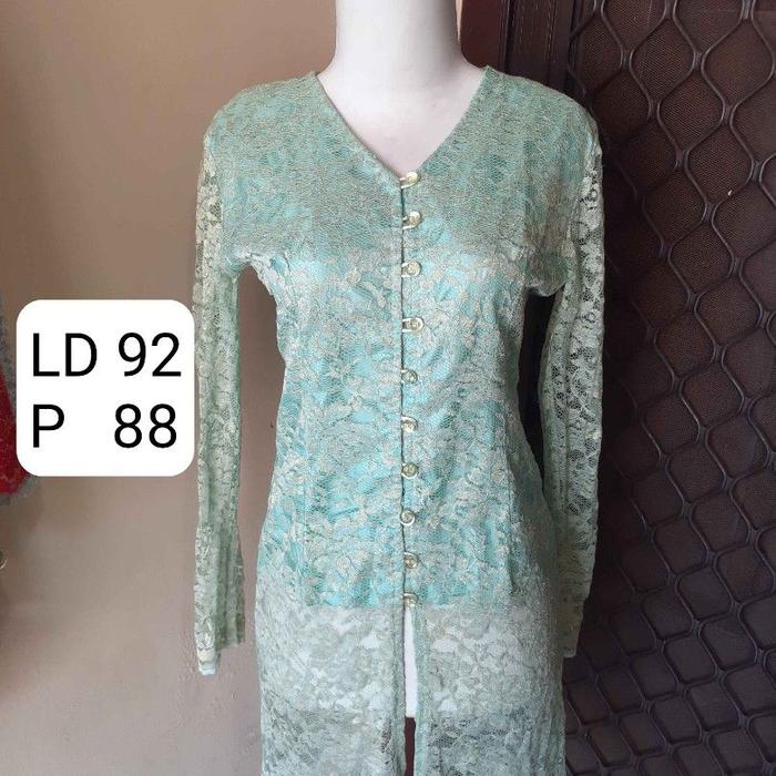 Gambar Kebaya Brukat Hijau Mint V Neck Furing Kondangan Wisuda - preloved dari Baju Murah Store JKT x wahyunips undefined Tokopedia