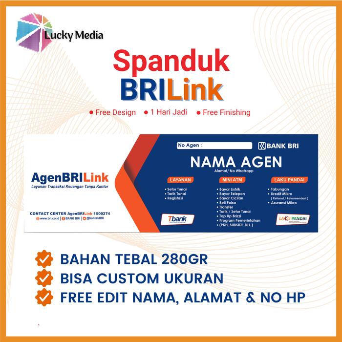 Gambar Cetak Spanduk dan X Banner BRILINK Counter BRI Link X-Banner Agen - 1x1 dari Lucky Media ID undefined Tokopedia