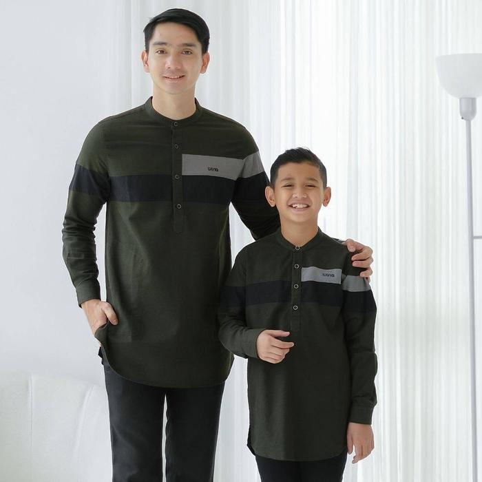Gambar Saviq -Baju Koko Pria Dewasa Anak Laki Laki Lengan Panjang Terbaru Couple Ayah Dan Anak Bahan Katun Premium Muslim Kurta Pendek Keluarga Kain Linen Nyaman Hijau Navy Linen XL Rapi Koko & Tops baju koko Army Kerah Toyobo koko  kemeja koko  kurta - Hijau Botol, Anak M dari Hasnah Muslim Store undefined Tokopedia