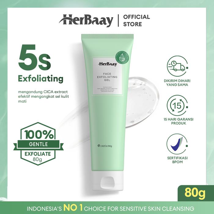 Gambar HerBaay Exfoliating Gel Scrub Wajah Cleansing Scrub Peeling Gel 80g - 80g dari HerBaay official Store undefined Tokopedia