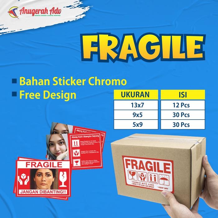 Gambar 1 LEMBAR A3+ STICKER FRAGILE | LABEL FRAGILE | FRAGILE | LABEL JANGAN - HORIZONTAL, 9x5cm (30pcs) dari Percetakan Murah Ajb undefined Tokopedia