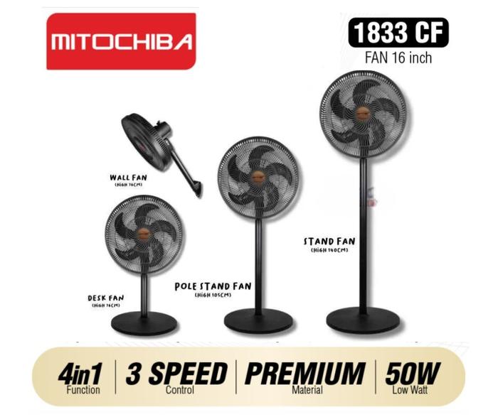 Gambar Mitochiba Kipas Angin Aero Series 4in1 16inch 1833 CF - AERO 1833 HITAM dari WIJAYA ELEKTRONIK SEMARANG undefined Tokopedia
