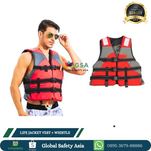 Gambar Life Jacket Swimming Vest With Whistle Jaket Pelampung Renang + Peluit dari Global Safety Asia undefined Tokopedia