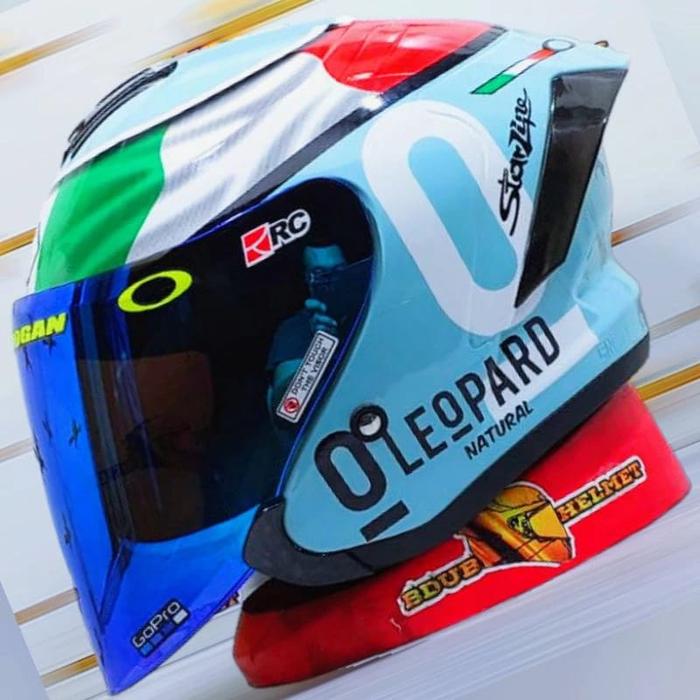 Gambar HELM HALF FACE JS ARMOR MOTIF LEOPARD EASY GREN ITALI - LEO GREN V.BLUE, M dari jodoh Helmet undefined Tokopedia