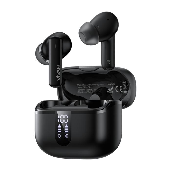 Gambar Vivan Liberty T100E TWS Earphone Headset Headphone Bluetooth 5.3 IPX5 - Hitam dari bestdeal_NEW undefined Tokopedia