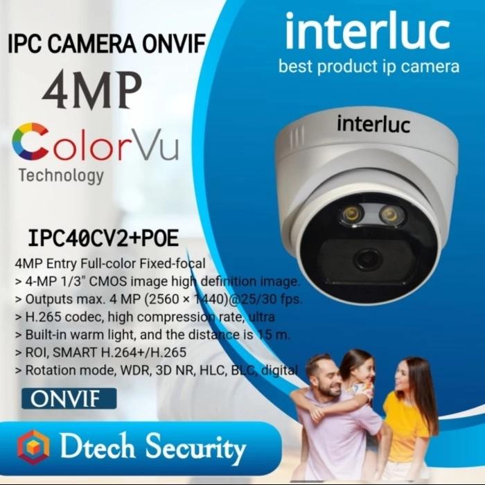 Gambar CCTV IP CAMERA 4MP COLORVU- INTERLUC  IPC-40CV2+POE INTERLUC CCTV - INDOR dari Dtechsecurity undefined Tokopedia