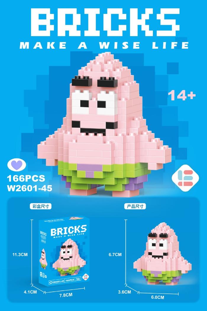 Gambar Nano Block Model Karakter Kartun Mainan Balok Edukasi Anak DIY Bricks - Patrick dari Violetacc undefined Tokopedia