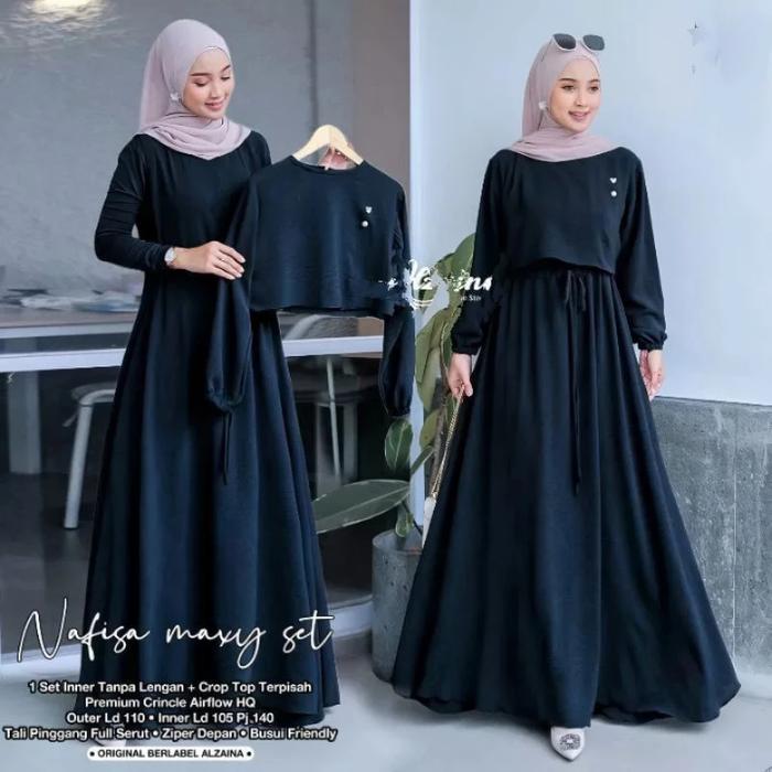 Gambar Baju Gamis Syari Terbaru Akira Maxi Dress Termurah - Hitam, L dari Lapak Jaya22 undefined Tokopedia