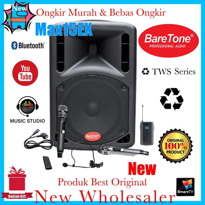 Gambar Speaker Aktif Wireless baretone Max15EX  15 inch New series Bluetooth dari New whole Saler undefined Tokopedia