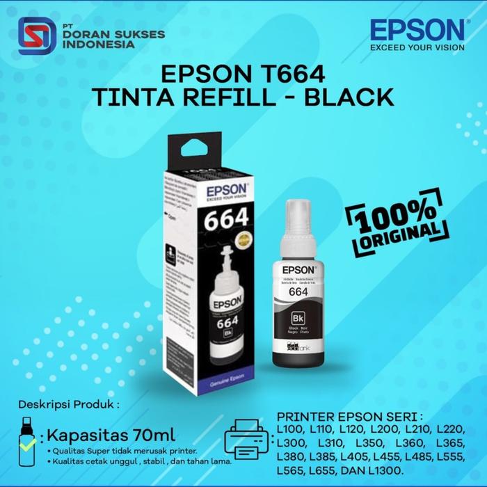 Gambar Tinta EPSON Refill T664 Original Printer L120 L210 L310 L360 - Black dari Doran Authorized Store undefined Tokopedia