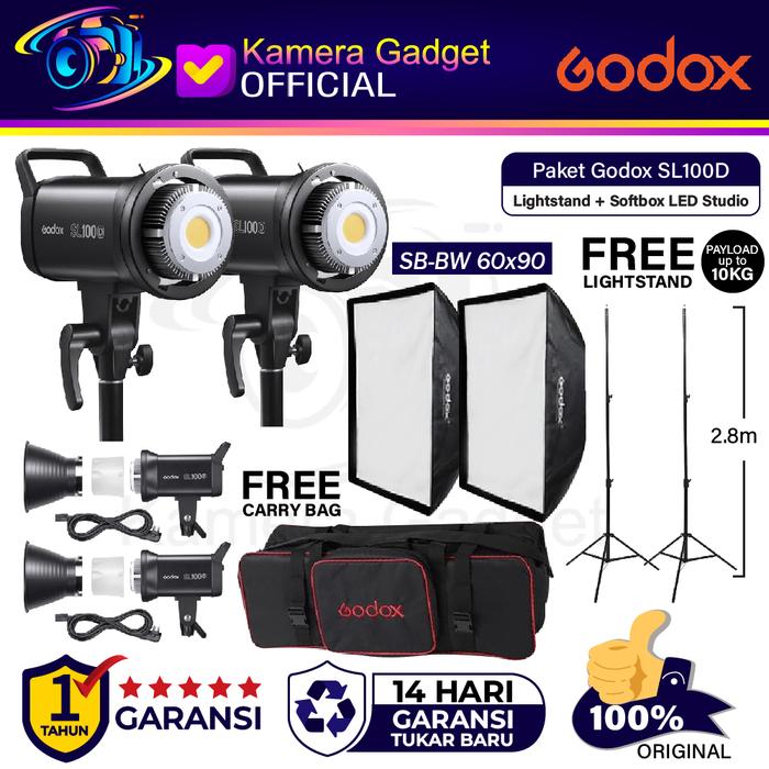 Gambar Paket Studio Godox SL100D Daylight LED Video Light SL 100D SL100 D dari Kamera Gadget Official undefined Tokopedia