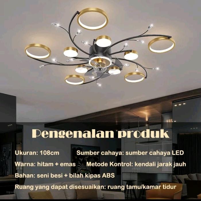 Gambar Lampu gantung Plafon Kipas angin Hias ruang tamu High Quality READY - 10+1 LED dari HOME LAMP DECOR undefined Tokopedia