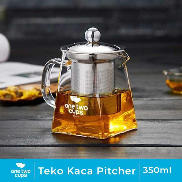 Gambar Teko kaca tahan panas api kompor dengan infuser herbal teh saringan filter stainless steel - 350ml dari SatuDuaCups undefined Tokopedia