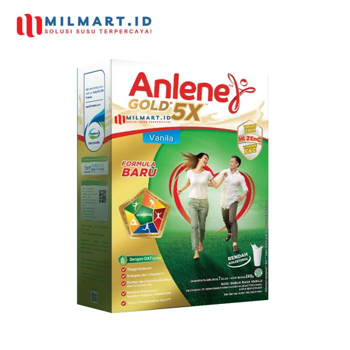 Gambar ANLENE GOLD 5X VANILA 240 G SUSU NUTRISI BUBUK SUSU LANSIA ORANG TUA dari milmart.id undefined Tokopedia