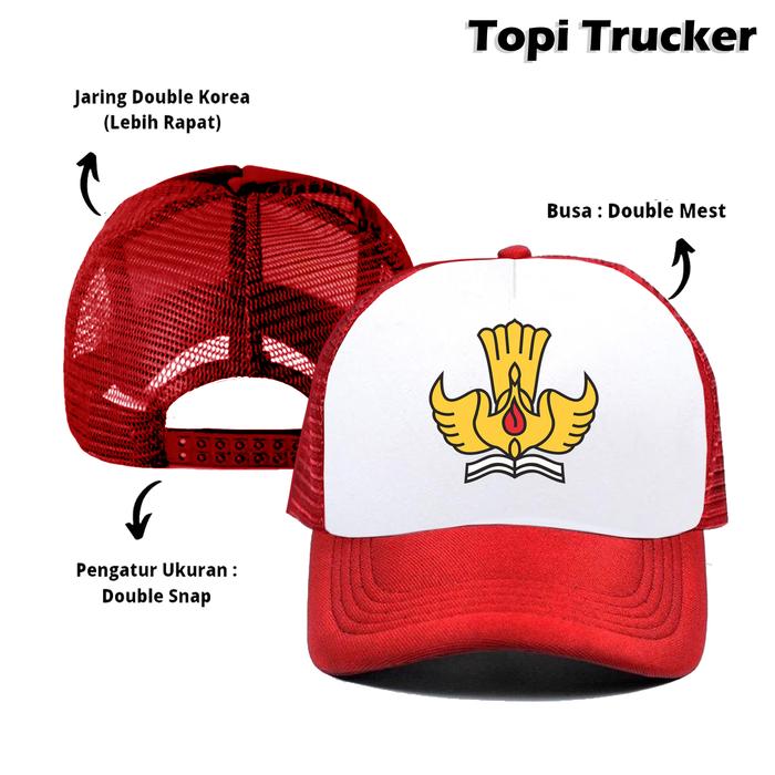 Gambar Topi SD SMP SMA SMK STM Topi Trucker Jaring Pria Wanita Custom Sablon - Merah Putih dari Escape Store undefined Tokopedia