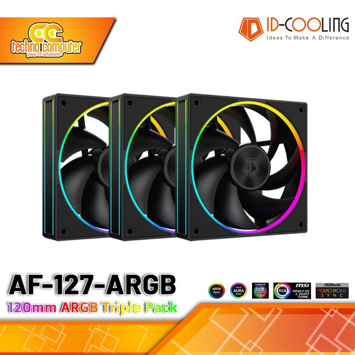 Gambar FAN CASING ID-COOLING AF-127-ARGB TRIO - 120mm Triple ARGB PWM Fan - Hitam dari Techno Computer Bali undefined Tokopedia