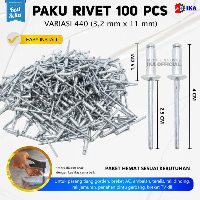 Jual [Isi 100 pcs] Paku Rivet/Rivet Rivetti 423 429 435 440 450 529 537 ...