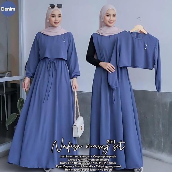 Gambar Baju Gamis Syari Terbaru Akira Maxi Dress Termurah - Denim, XL dari Lapak Jaya22 undefined Tokopedia