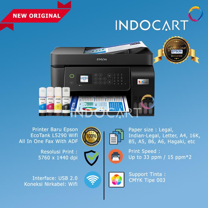 Gambar Printer Epson L5290 L-5290 EcoTank All In One Wifi Fax With ADF - Plus Tinta ORI dari IndoCart Store undefined Tokopedia