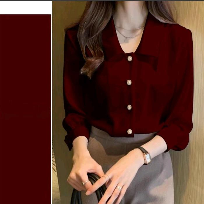 Gambar BRAYVILL FASHION ,KEMEJA WANITA, ATASAN WANITA, MODEL AMANDA - Maron, M dari BRAYVILL undefined Tokopedia