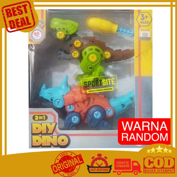 Gambar DIY Dinosaurus Dinosaurs 2 in 1 Obeng Rakit Mainan Edukasi Anak - 2in1 DIY Dino dari Sportsite undefined Tokopedia