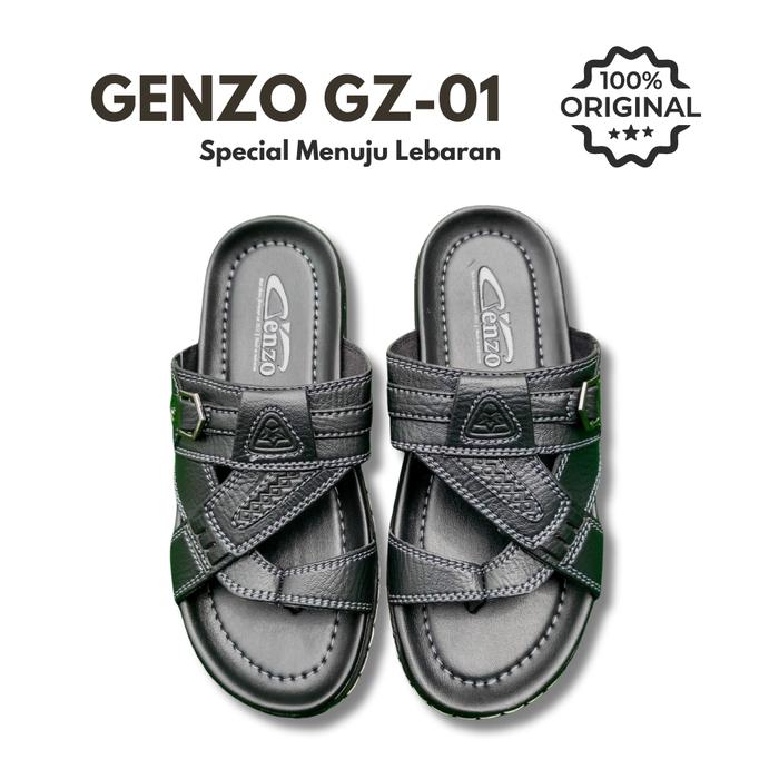 Gambar Sandal Pria Kulit Jepit Gz-01 Sendal Japit Pria Dewasa Full Jahit - Hitam, 39 dari Genzo Store Official undefined Tokopedia