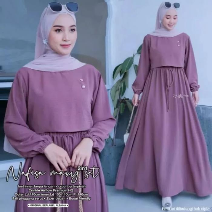 Gambar Baju Gamis Syari Terbaru Akira Maxi Dress Termurah - Lavender, L dari Lapak Jaya22 undefined Tokopedia