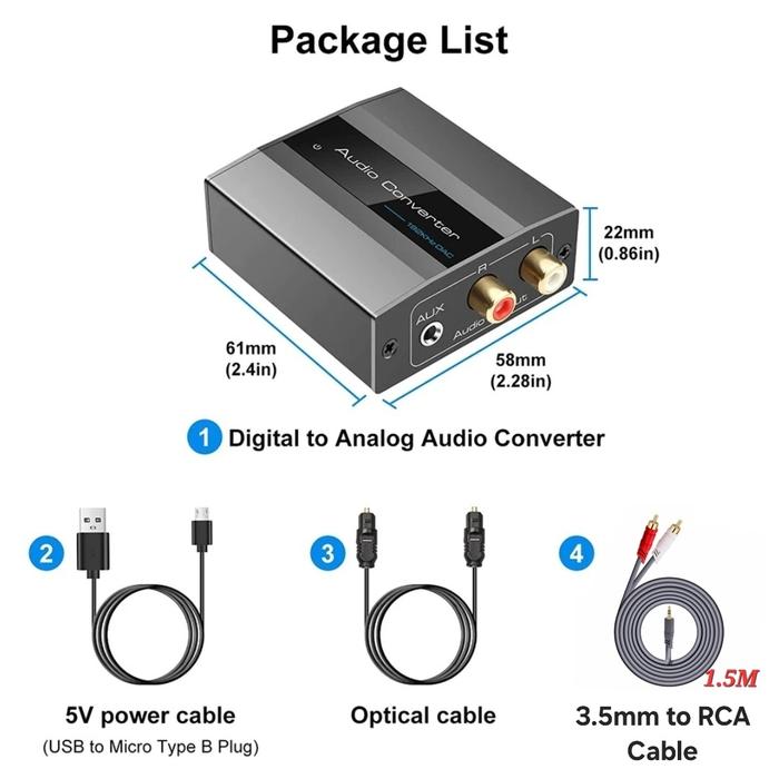 Gambar AVPRO AVQ060 Digital to Analog Audio Converter DAC 192kHz RCA & 3.5mm - OPTICAL & 3.5mm dari Pro-X Technology undefined Tokopedia