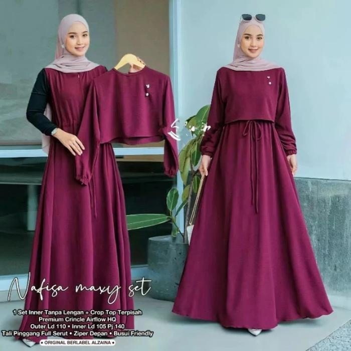 Gambar Baju Gamis Syari Terbaru Akira Maxi Dress Termurah - Marron, L dari Lapak Jaya22 undefined Tokopedia