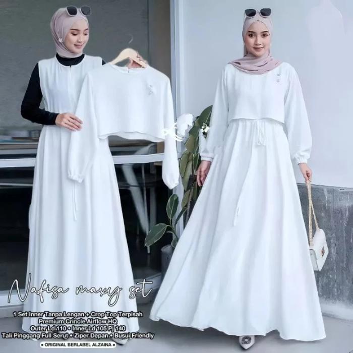 Gambar Baju Gamis Syari Terbaru Akira Maxi Dress Termurah - Putih, XXL dari Lapak Jaya22 undefined Tokopedia
