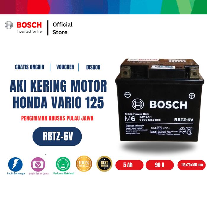 Promo Aki Kering Motor Honda Vario 125 - Maintenance Free - Bosch RBTZ