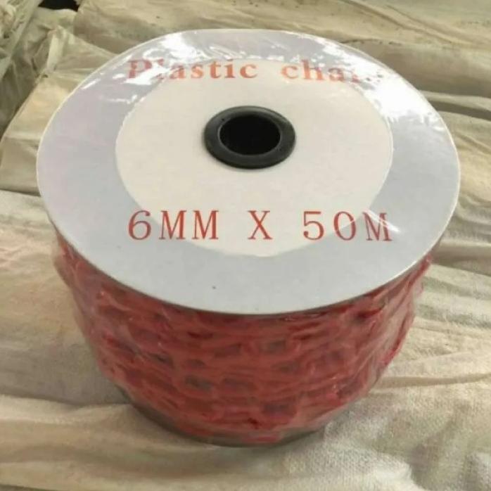 Jual rantai pvc / rantai plastik tora 6 mm x 50 meter warna merah ...