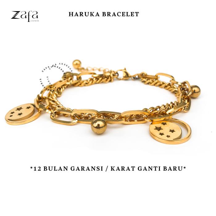 Gambar Zafa Gelang Stainless Steel Pria Wanita Anti Karat - Haruka - Gold dari Zafa Aksesoris ID undefined Tokopedia