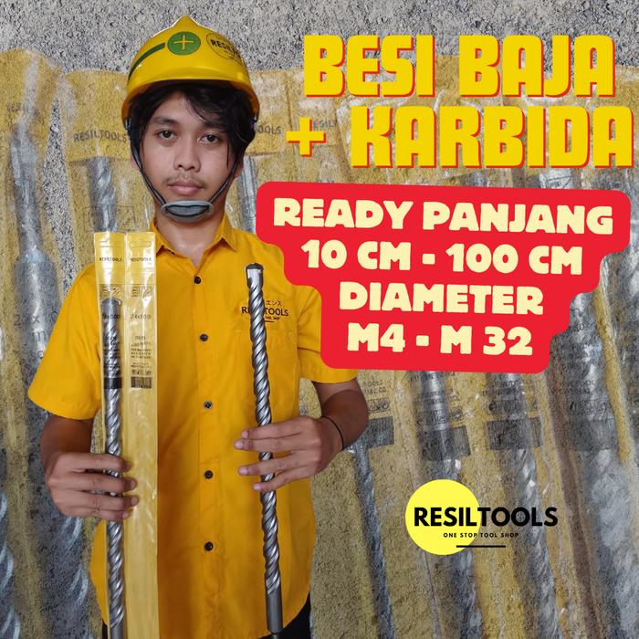 Gambar mata bor beton 12 x 1000 mm batu SDS plus drill dinding 1 meter 100 cm dari RESILTOOLS undefined Tokopedia