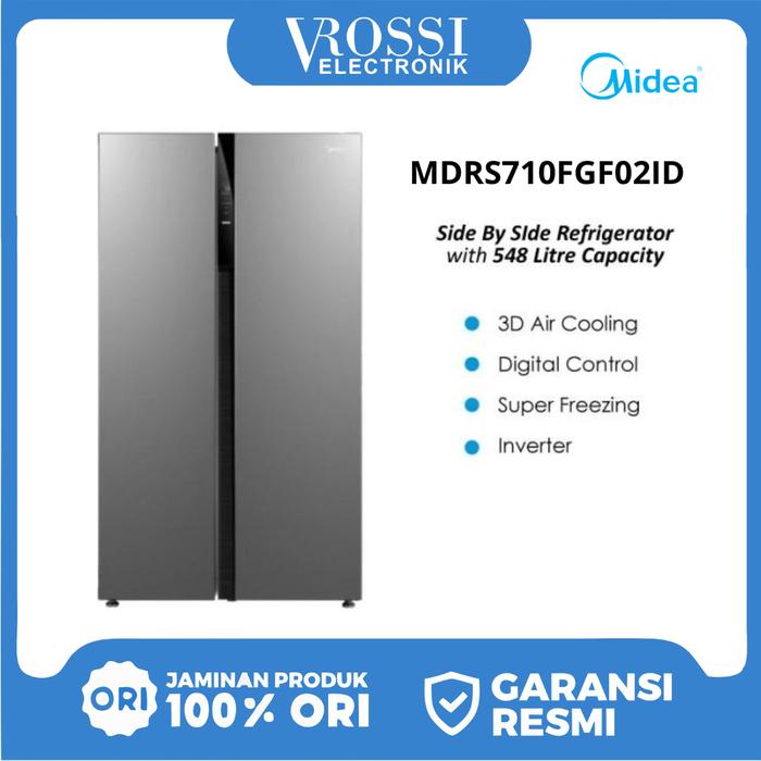 23SLXDC71XG （Promo Midea Kulkas Side by Side / 2 Pintu 548L 